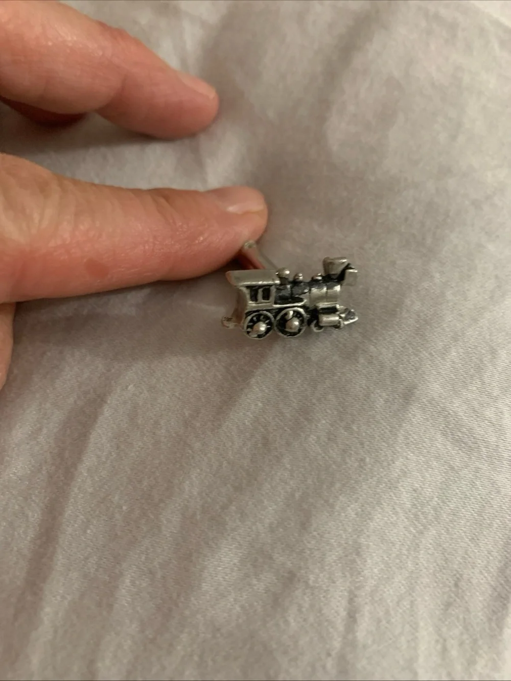 Vintage Stainless Silver TRAIN RR LOCOMOTIVE ENGINE Men's Cufflinks